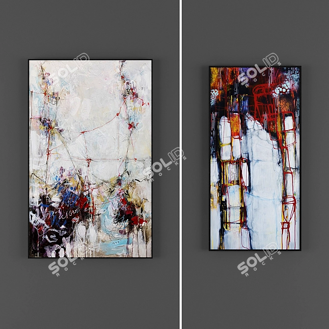 Modern Abstract Picture Set 3D model image 3