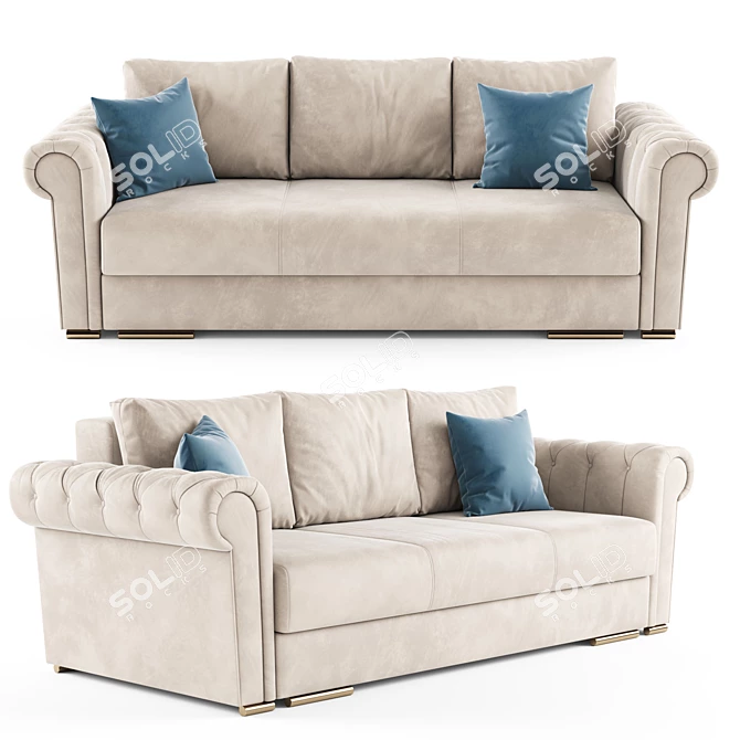 Elegant Amadeus Folding Sofa 3D model image 1