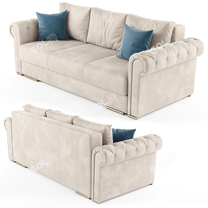 Elegant Amadeus Folding Sofa 3D model image 2