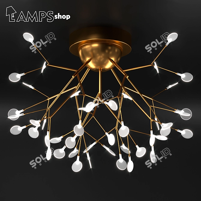 Golden Branch Chandelier 3D model image 1