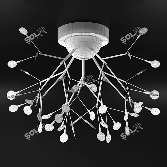 Golden Branch Chandelier 3D model image 2