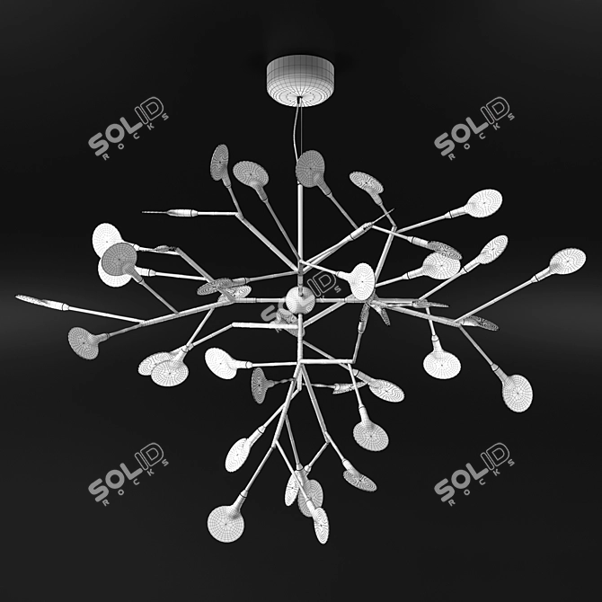 Elegant Gold Tree Chandelier 3D model image 2