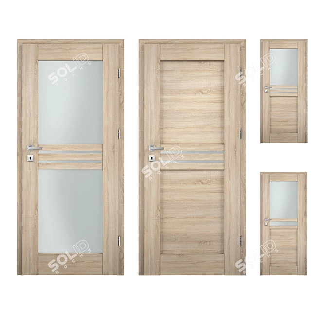 Nordic Oak Sonoma Interior Doors 3D model image 1