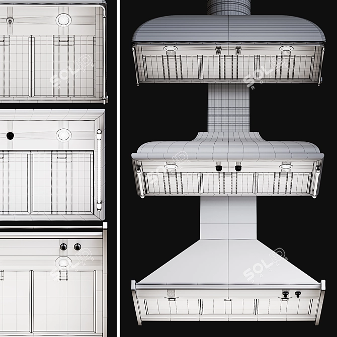 Sleek Smeg Kitchen Hoods Set 3D model image 3