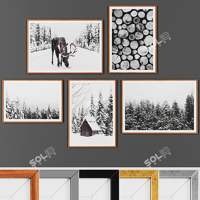 Modern Style Picture Set - 5 Frame Options 3D model image 1