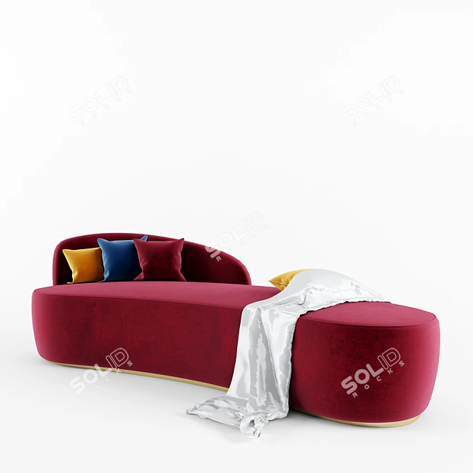 Luxury Velvet Sofa with Pillows | 5 Vibrant Colors 3D model image 2