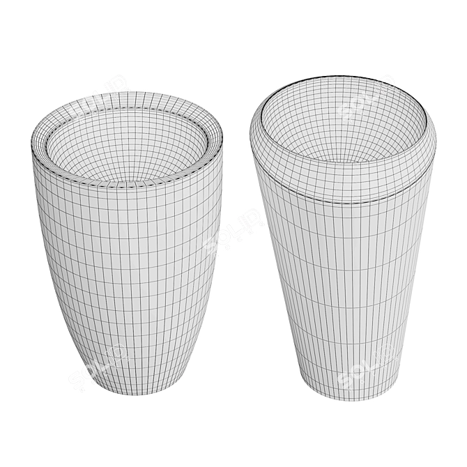 Elegant Black Freestanding Lavatories 3D model image 3