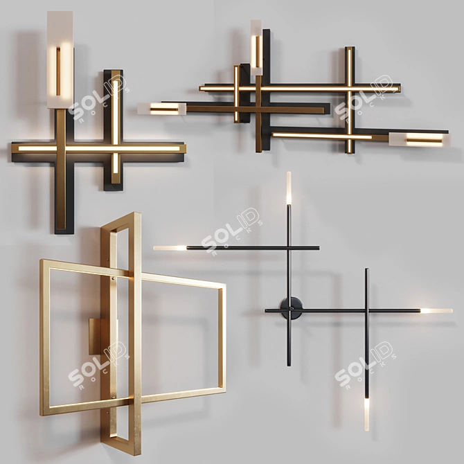 Modern Art LED Sconce Set 3D model image 1