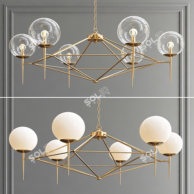 Elegant Rowan Glass Chandelier 3D model image 1