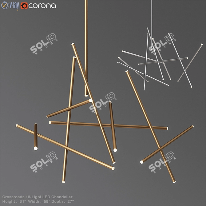 Eurofase Crossroads 18-Light LED Chandelier 3D model image 1