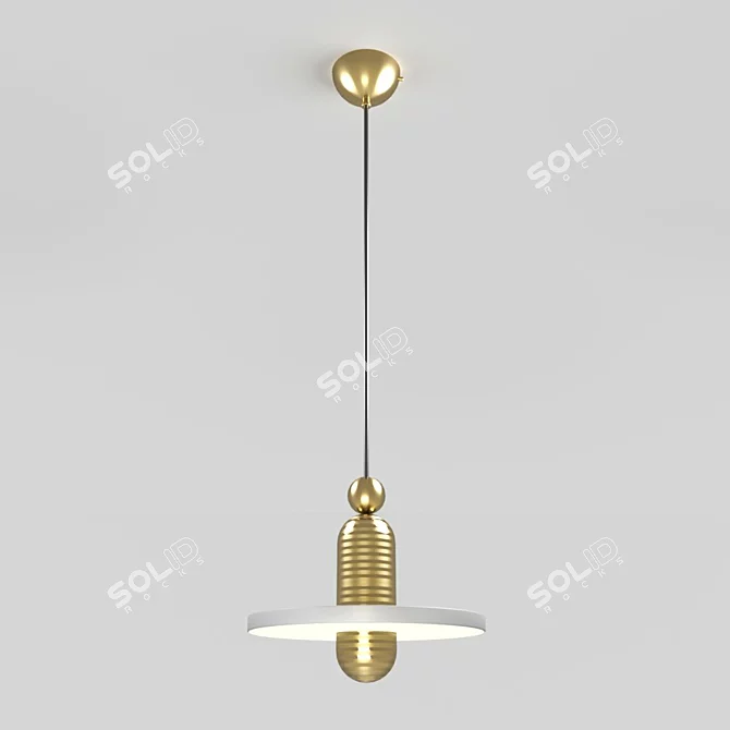 Elegant Median Gold Pendant Light 3D model image 1