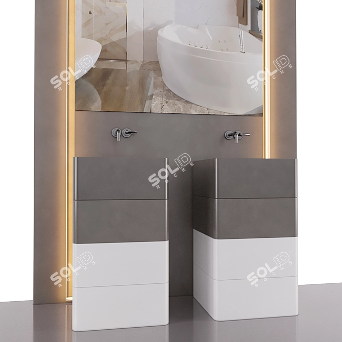 Modern Bathroom Set: 3ds Max, FBX, Texture, Materials 3D model image 2