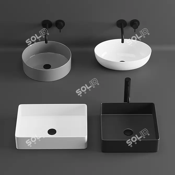 Elegant Devit Washbasins 3D model image 1