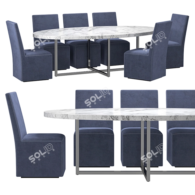 RH Ellison Oval Marble Table 3D model image 1