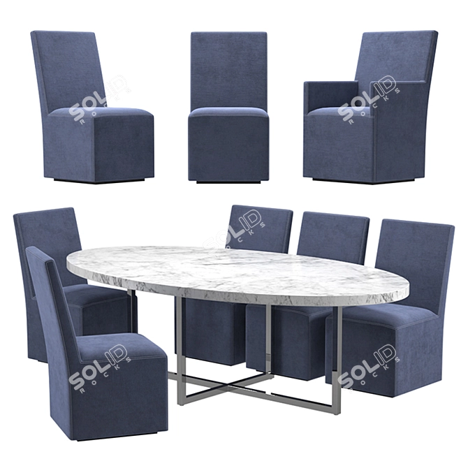 RH Ellison Oval Marble Table 3D model image 2
