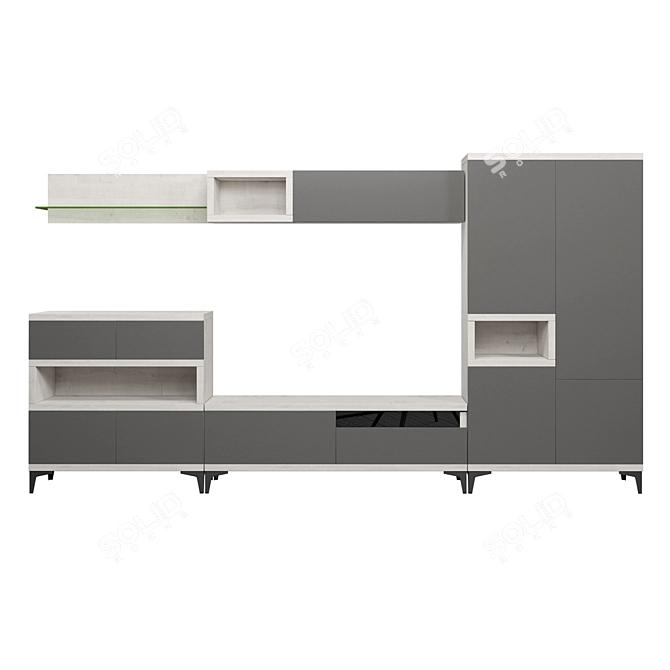 Rimini Oak Wall Unit 3D model image 2