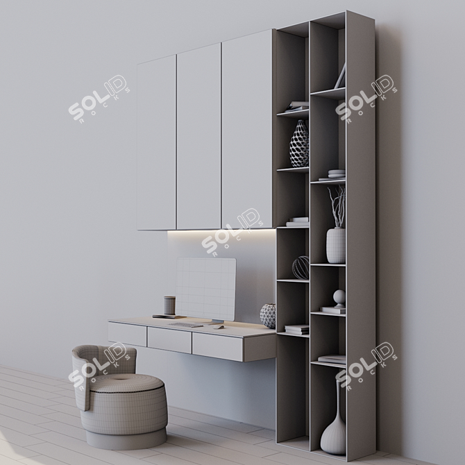 Modern Workplace Desk: W2100 x H2800 x D600mm 3D model image 3