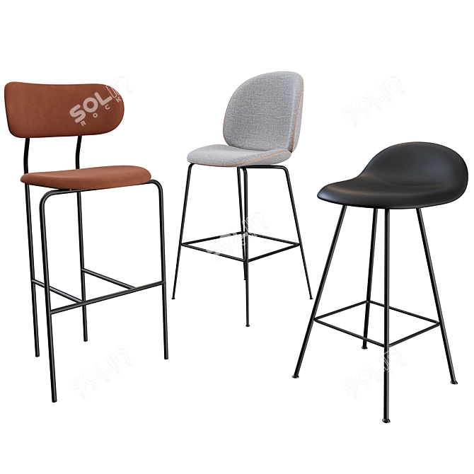 Designer Bar Chairs & Stools Collection 3D model image 1