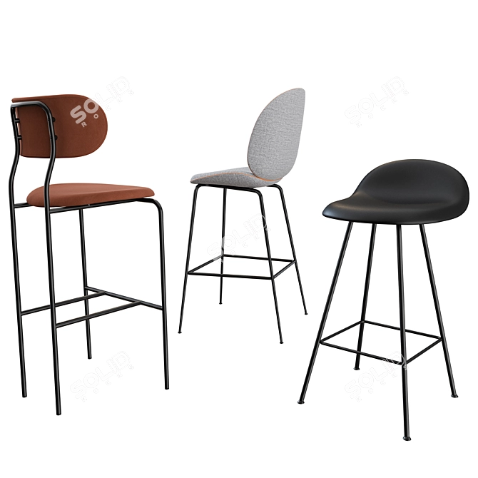 Designer Bar Chairs & Stools Collection 3D model image 2
