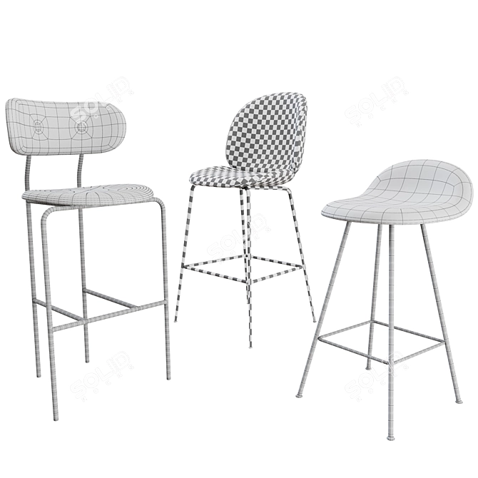 Designer Bar Chairs & Stools Collection 3D model image 3