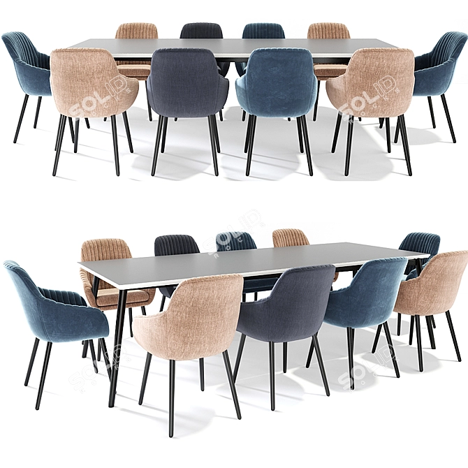 Rochelle 3-Piece Dining Set 3D model image 2