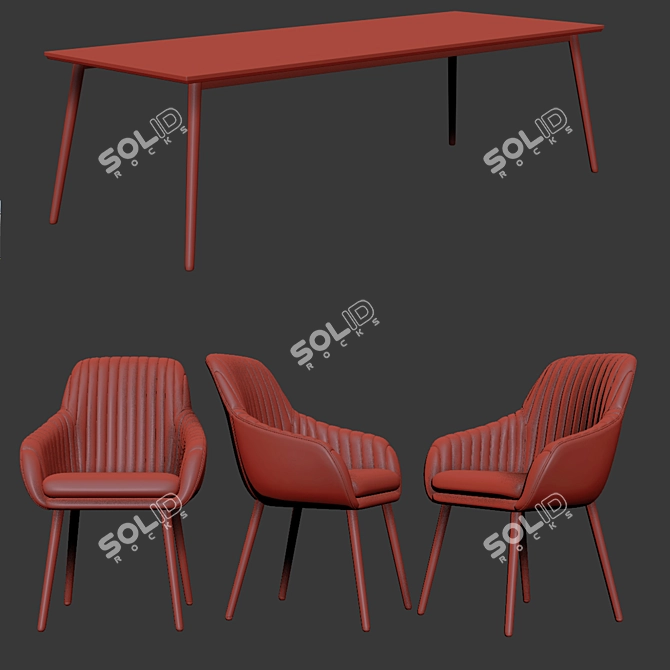 Rochelle 3-Piece Dining Set 3D model image 3