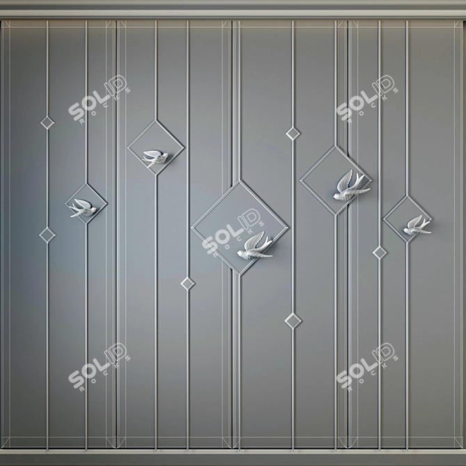 Elegant Decorative Panel: Dimensions 3200x3000mm 3D model image 3