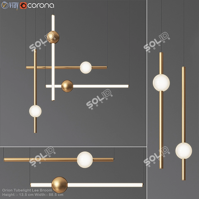 Orion Tubelight: Sleek Brass & Glass Illuminate 3D model image 1