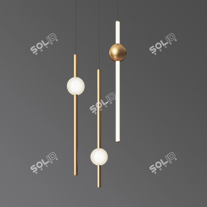 Orion Tubelight: Sleek Brass & Glass Illuminate 3D model image 3