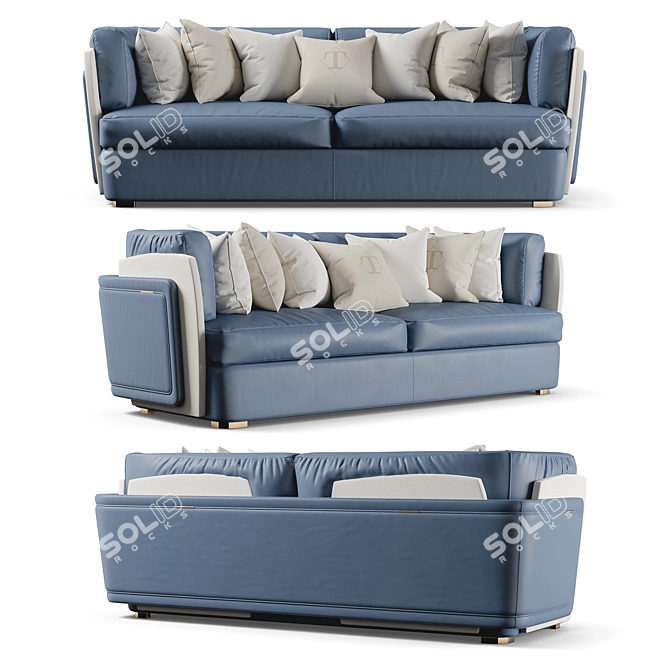 Luxury Turri Blanche Leather Sofa 3D model image 1