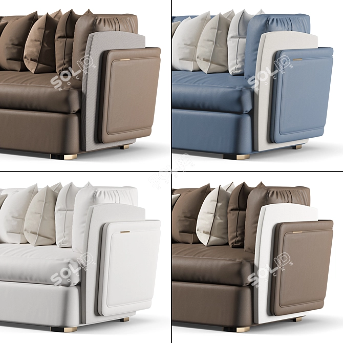 Luxury Turri Blanche Leather Sofa 3D model image 2