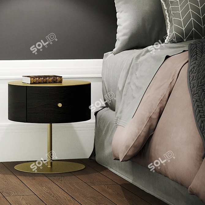 Midnight Gold Nightstand 3D model image 2