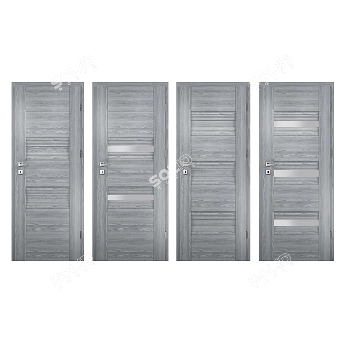 Elegant Erica Oak Nordic Interior Doors 3D model image 1