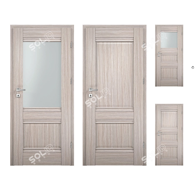 Linda Gray Oak Interior Doors 3D model image 1