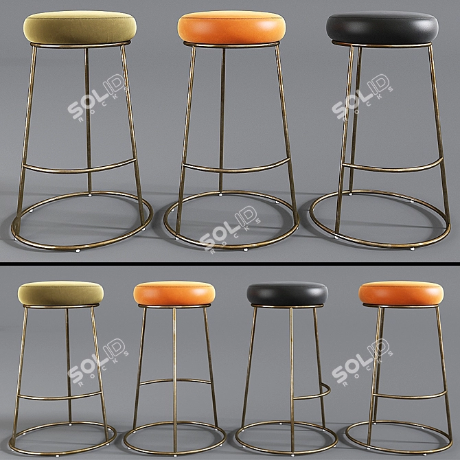 Luxury Velvet Atlantis Bar Stool 3D model image 1