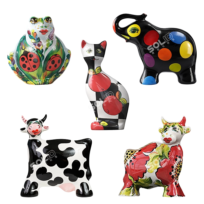 Turov Art Ceramic Figurine Set 3D model image 1
