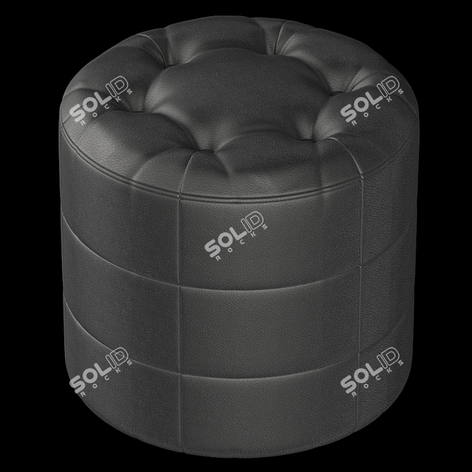 Round Leather Pouf Vento 3D model image 2