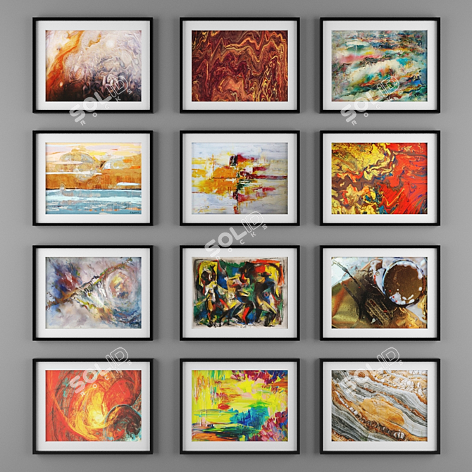 Large Artwork Frame: High Quality, Various Textures 3D model image 1