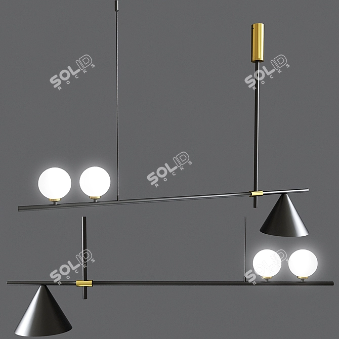 Modern Cone Chandelier: Mid Century Style 3D model image 1