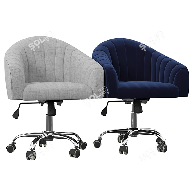 Luxurious Velvet Swivel Desk Chair 3D model image 2