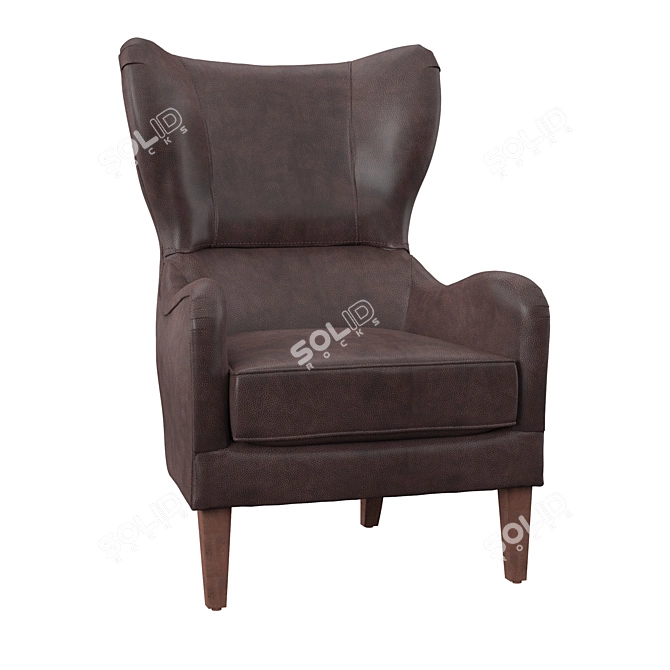 Elegant Bertita Wingback Chair 3D model image 2