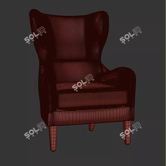 Elegant Bertita Wingback Chair 3D model image 3