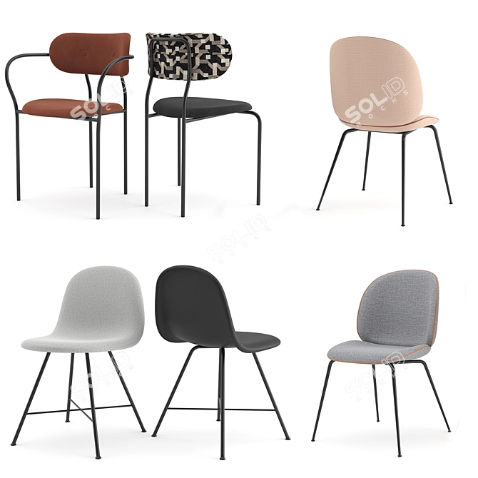 Modern Dining Chairs Collection 3D model image 1