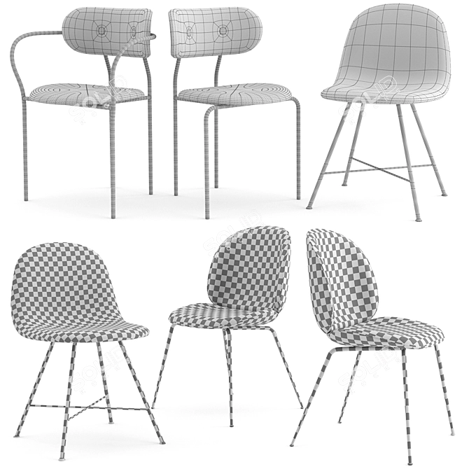 Modern Dining Chairs Collection 3D model image 2