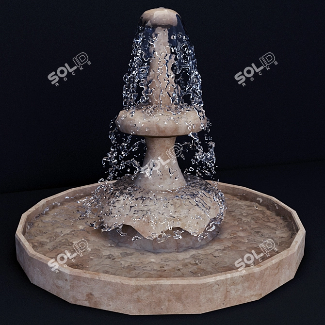 Splashing Oasis: High-Poly Fountain 3D model image 1