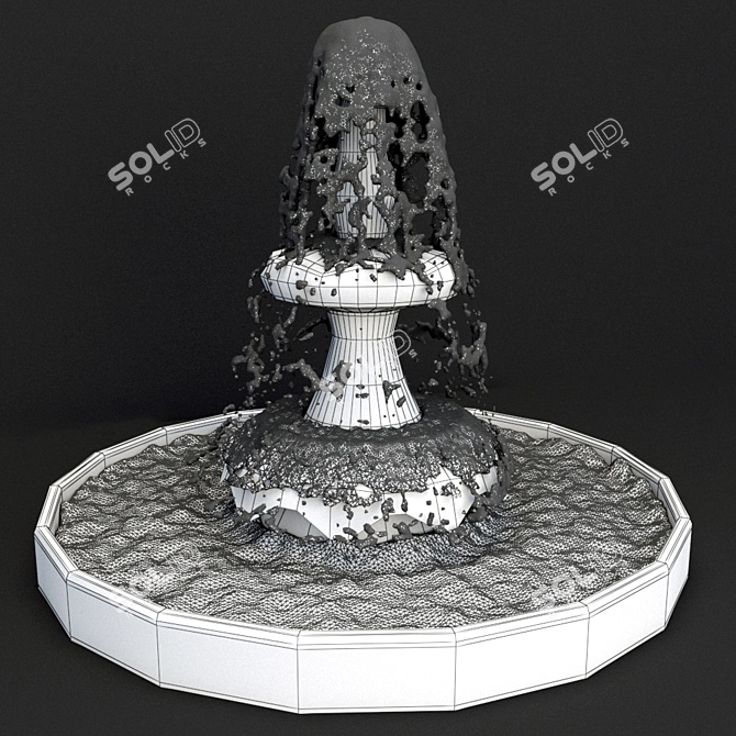 Splashing Oasis: High-Poly Fountain 3D model image 2