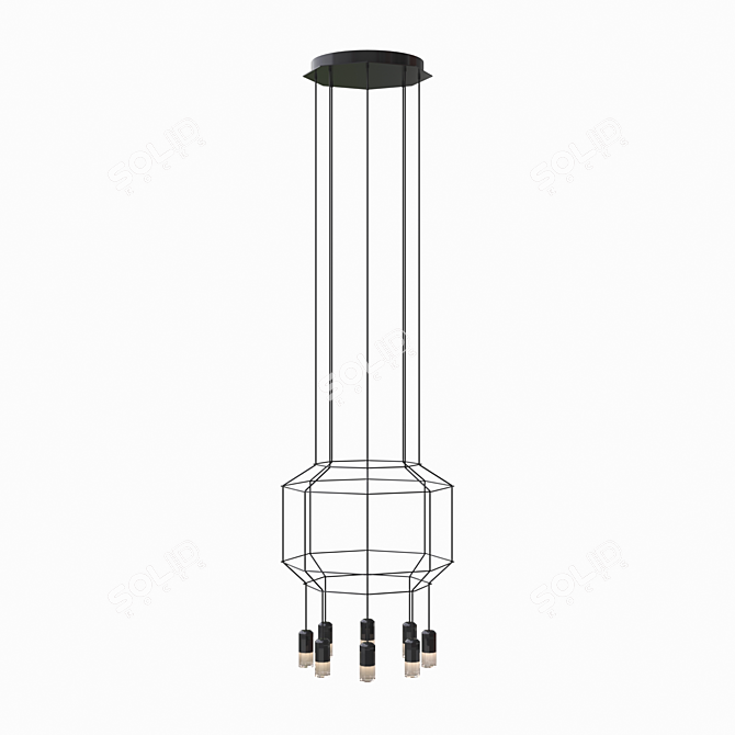 Sleek Wireflow Pendant Light 3D model image 1