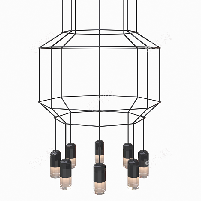 Sleek Wireflow Pendant Light 3D model image 2