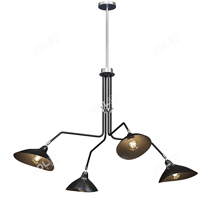 AC11214: Modern Metal 4-Light Chandelier 3D model image 1