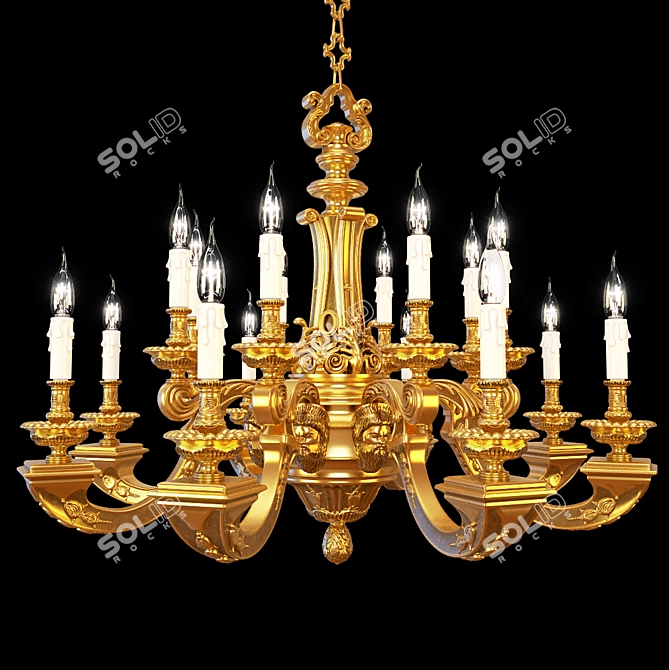 Elegant Chandelier Parsa with 16 Lamps 3D model image 1